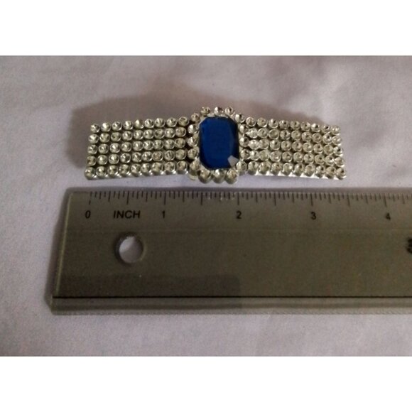 Vintage Rhinestone & Blue Gem Hair Clip - Picture 2 of 3